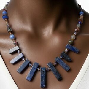 Blue and Brown Beaded Necklace